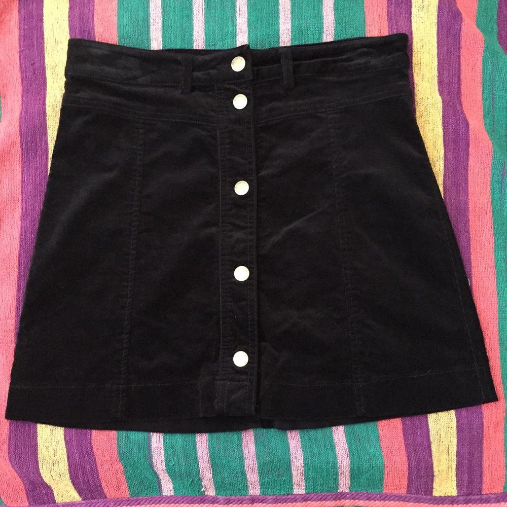 NWOT Navy Corduroy Button Up A-Line Mini Skirt
